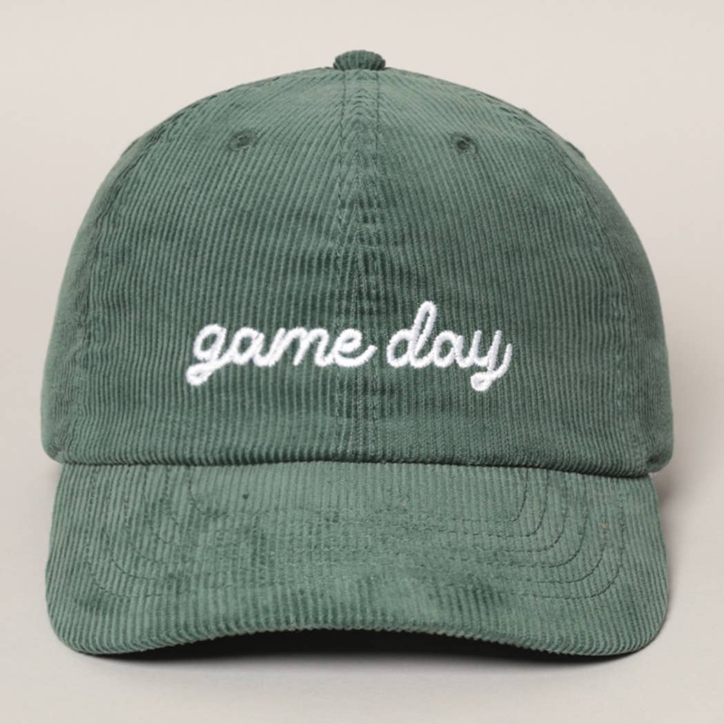 Game Day Embroidered Corduroy Cap: Black / ONE SIZE