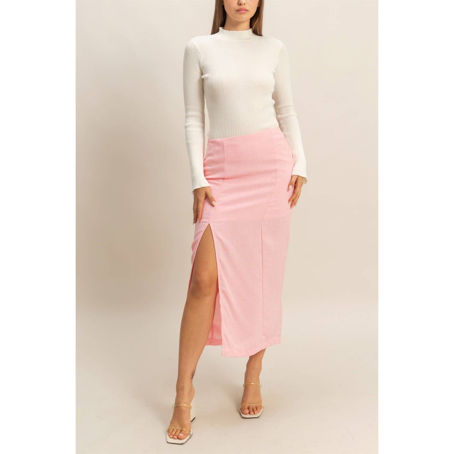 Sweetheart Side Slit Midi Skirt