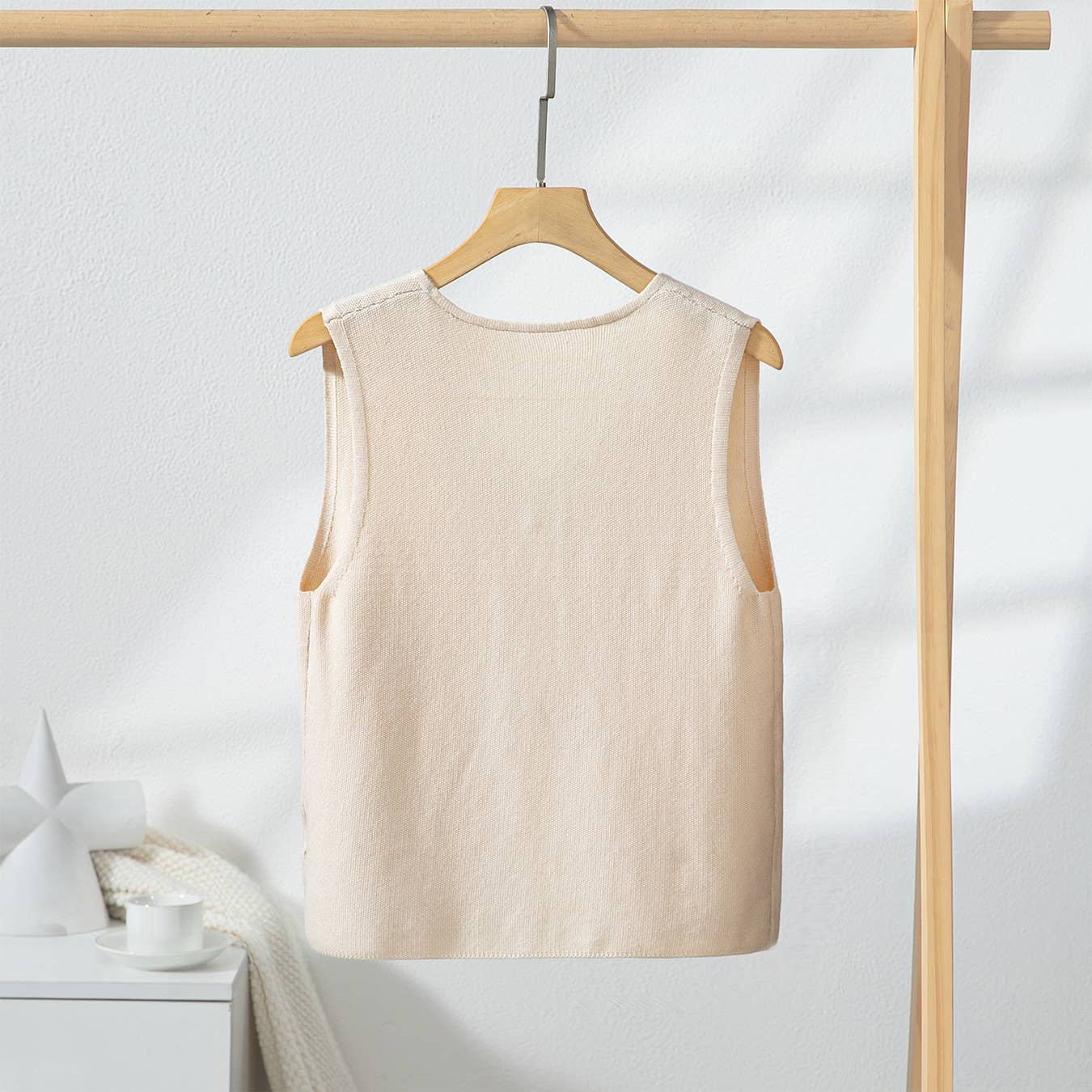 Ivory Bow Tie Knit Vest