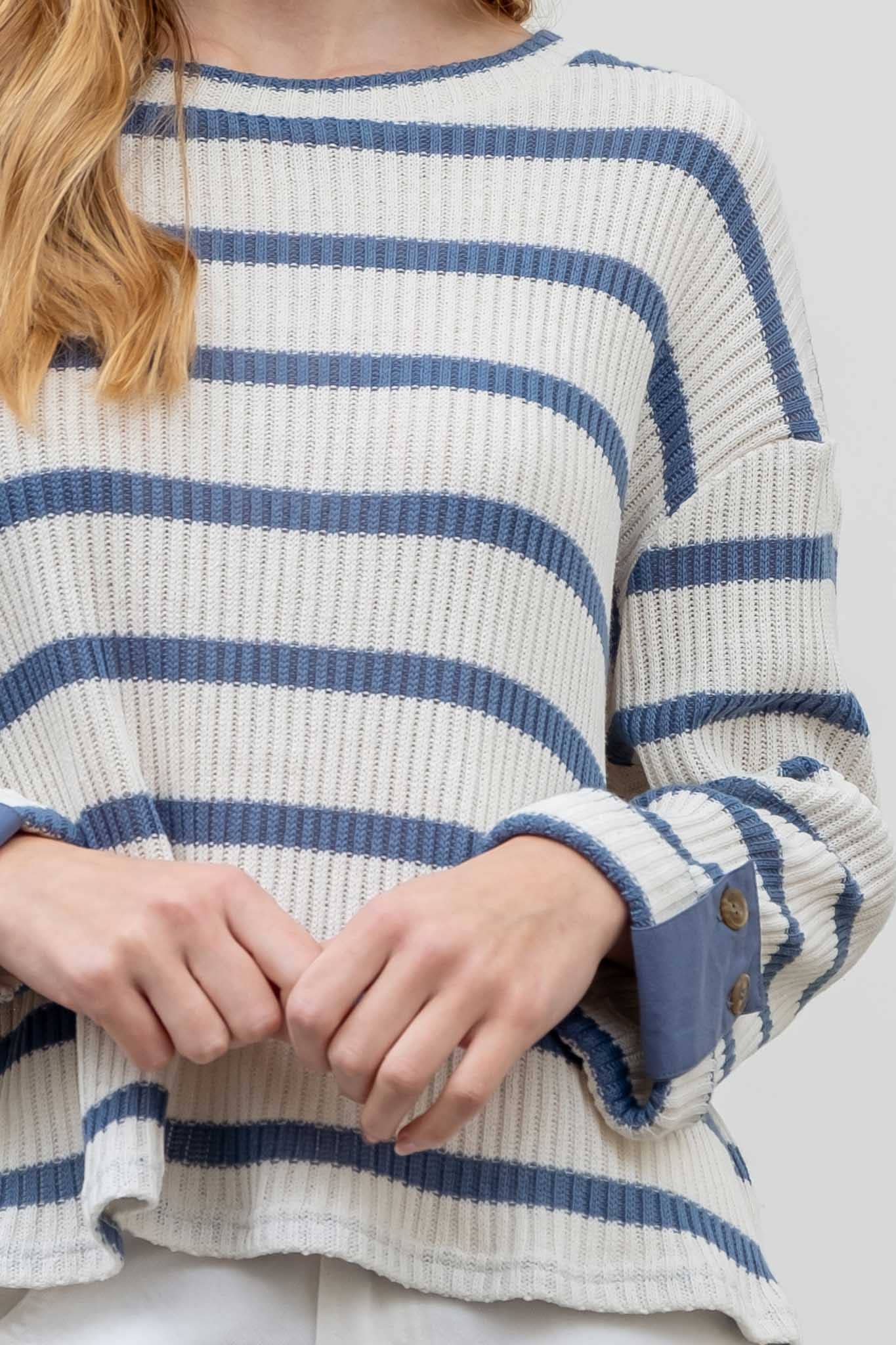 Dainty Denim Striped Sweater