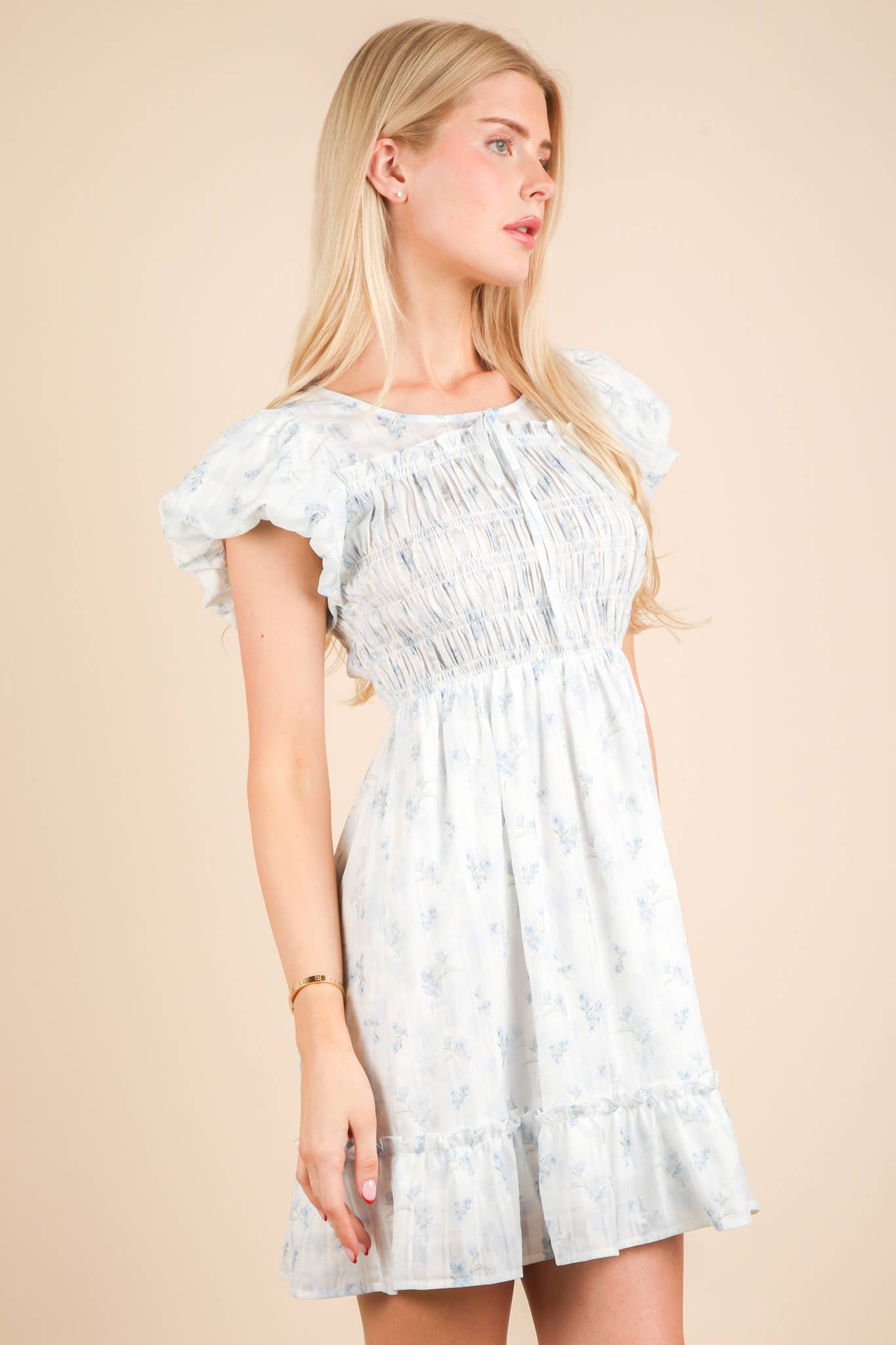 Blue Petal Mini Dress