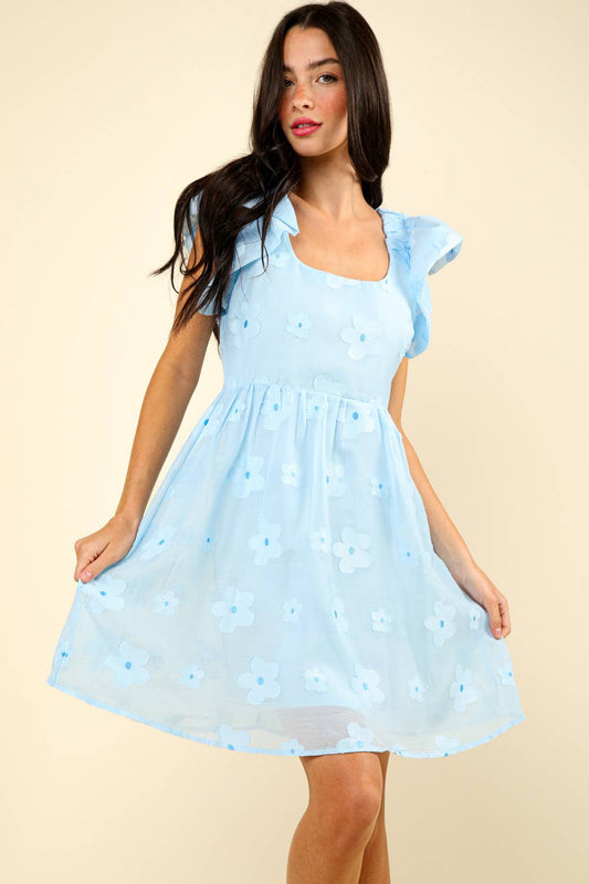 Blue Daisy Sheer MIni Dress