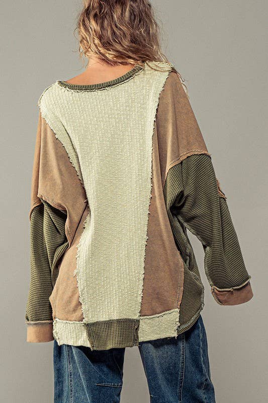 Olive Oversized Textured Top