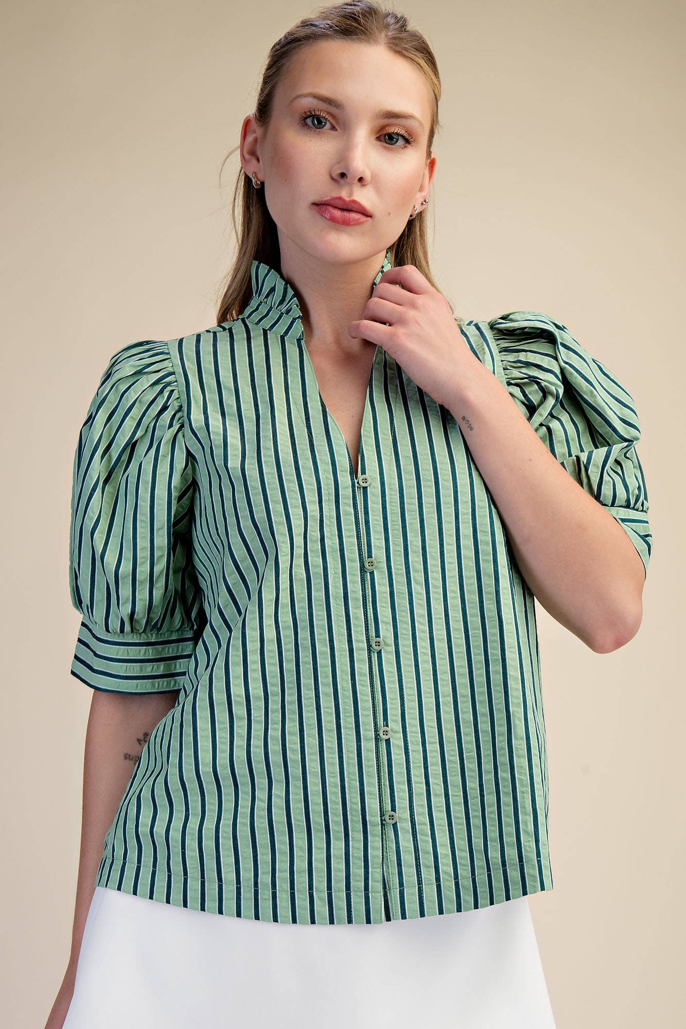 Green MagnoliaStripe Blouse