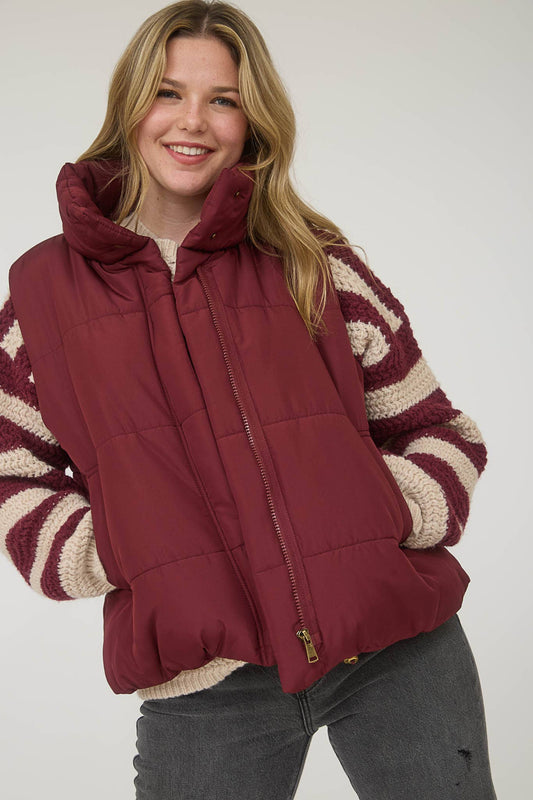 Burgundy Vibes Puffer Vest