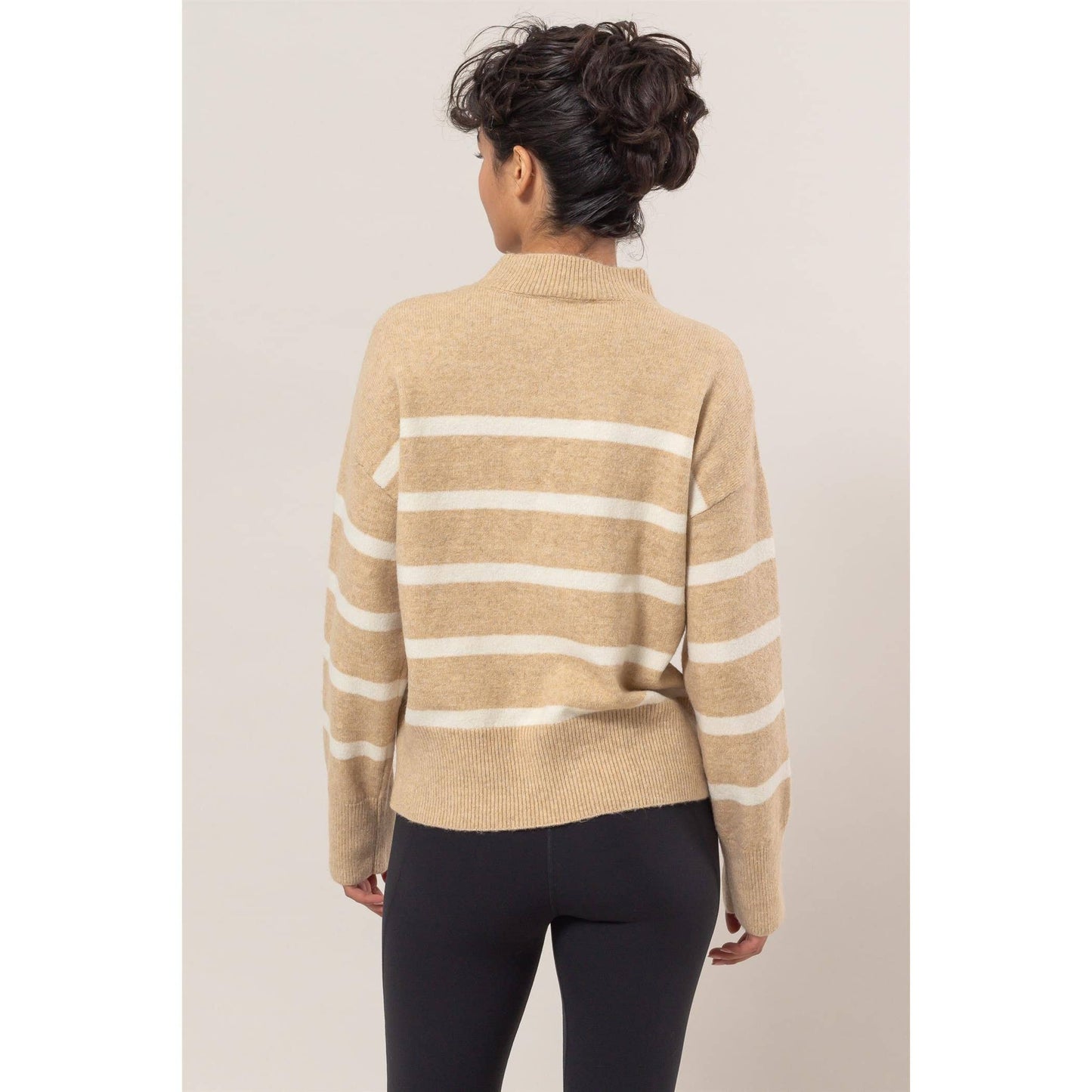 Allie Taupe Sweater w/Cream Stripe