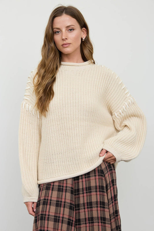 Stitch Detail Cream Sweater
