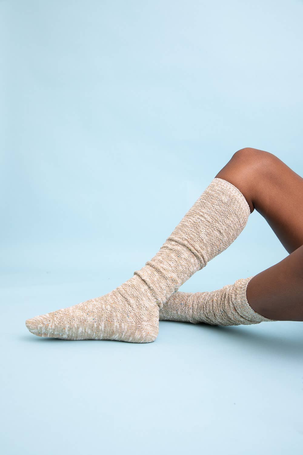 Speckle Knit Boot Socks: Beige