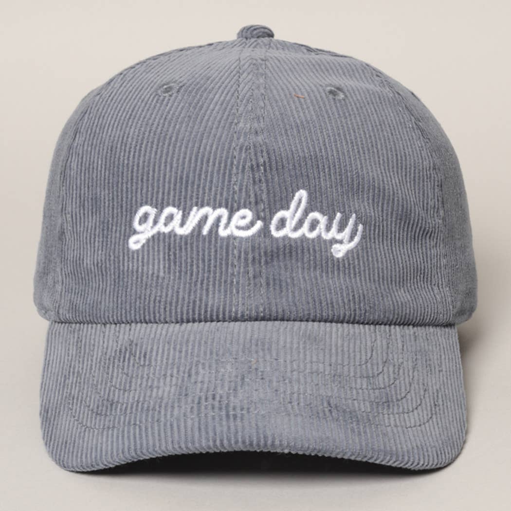 Game Day Embroidered Corduroy Cap: Black / ONE SIZE