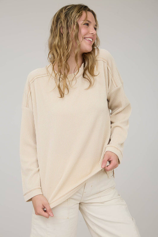 Sand Shell Ribbed Top