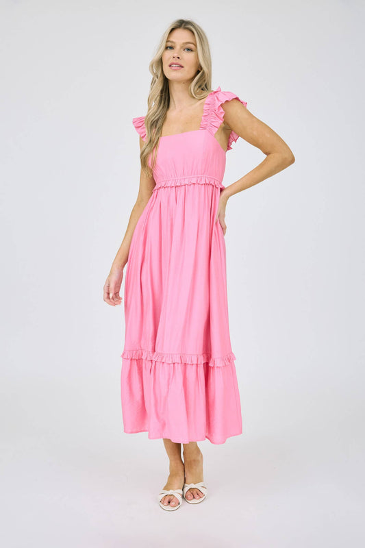 Pink Petals Midi Dress