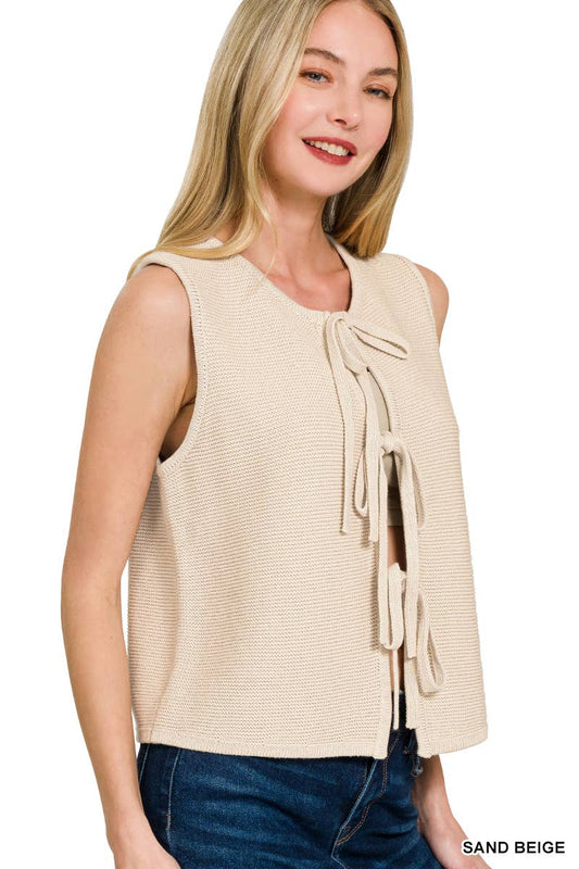 Sandy Beige Tie Vest