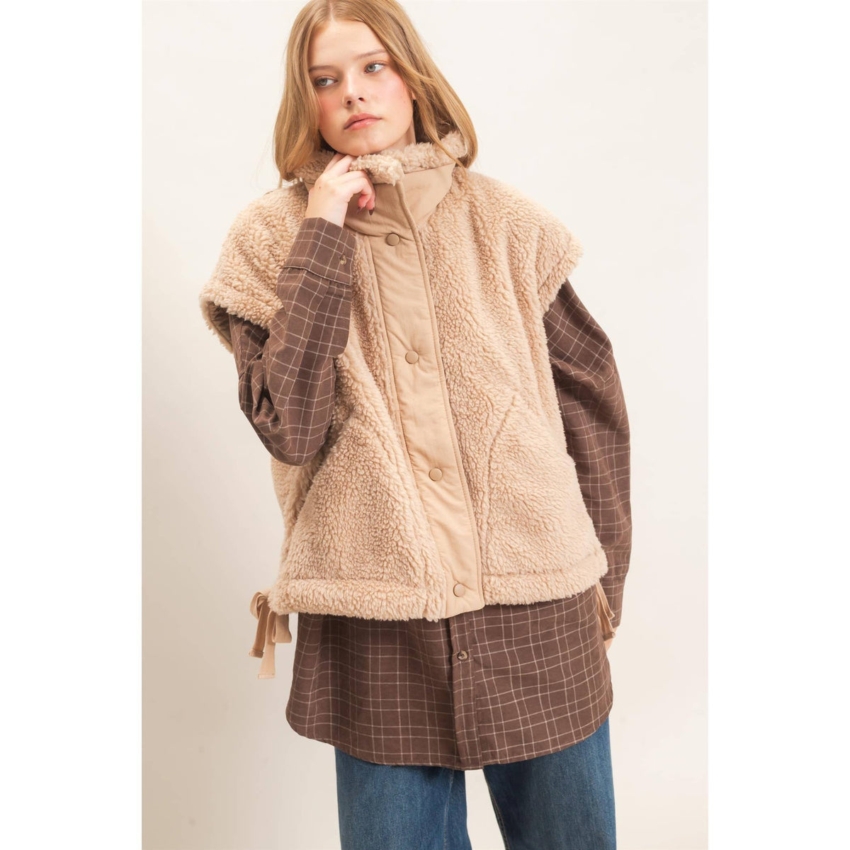 Beige Sherpa Vest