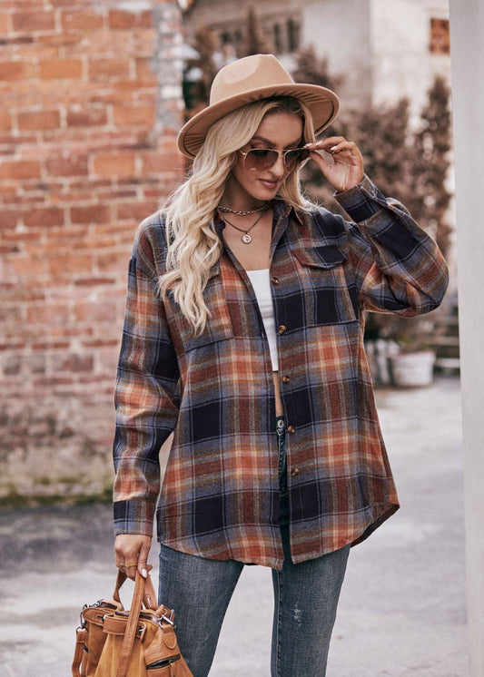Fall Khaki Plaid Flannel