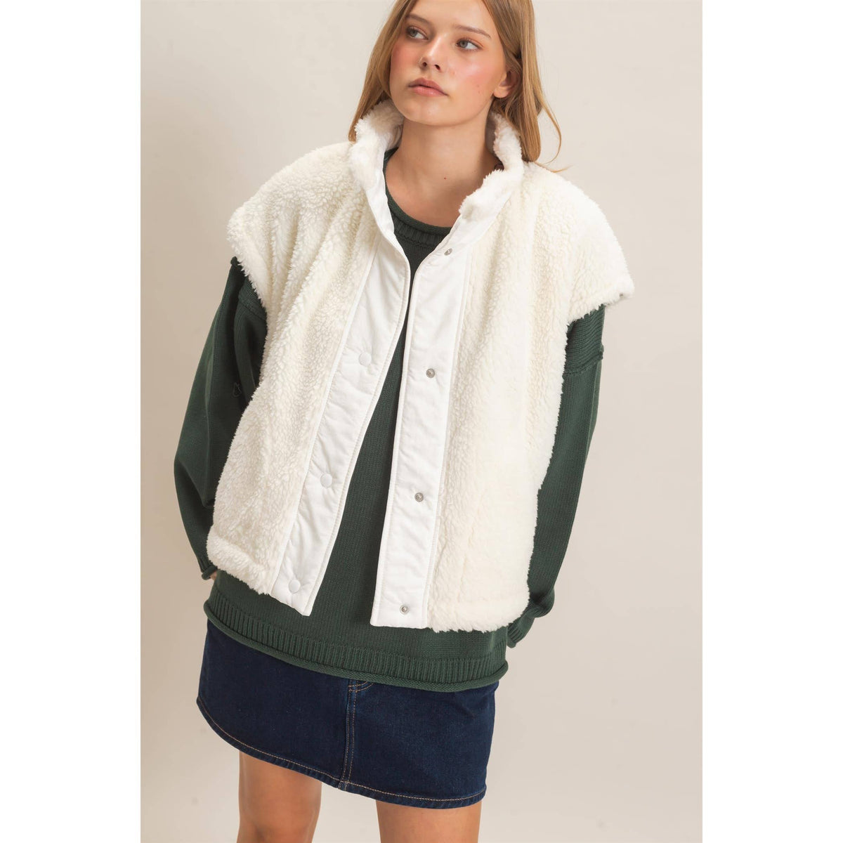 White Sherpa Vest