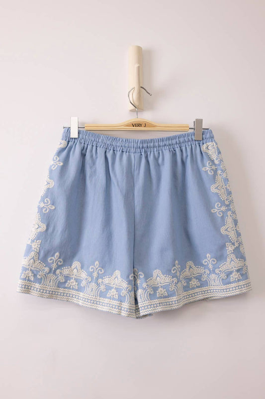 Bahama Blue Embroidered Shorts