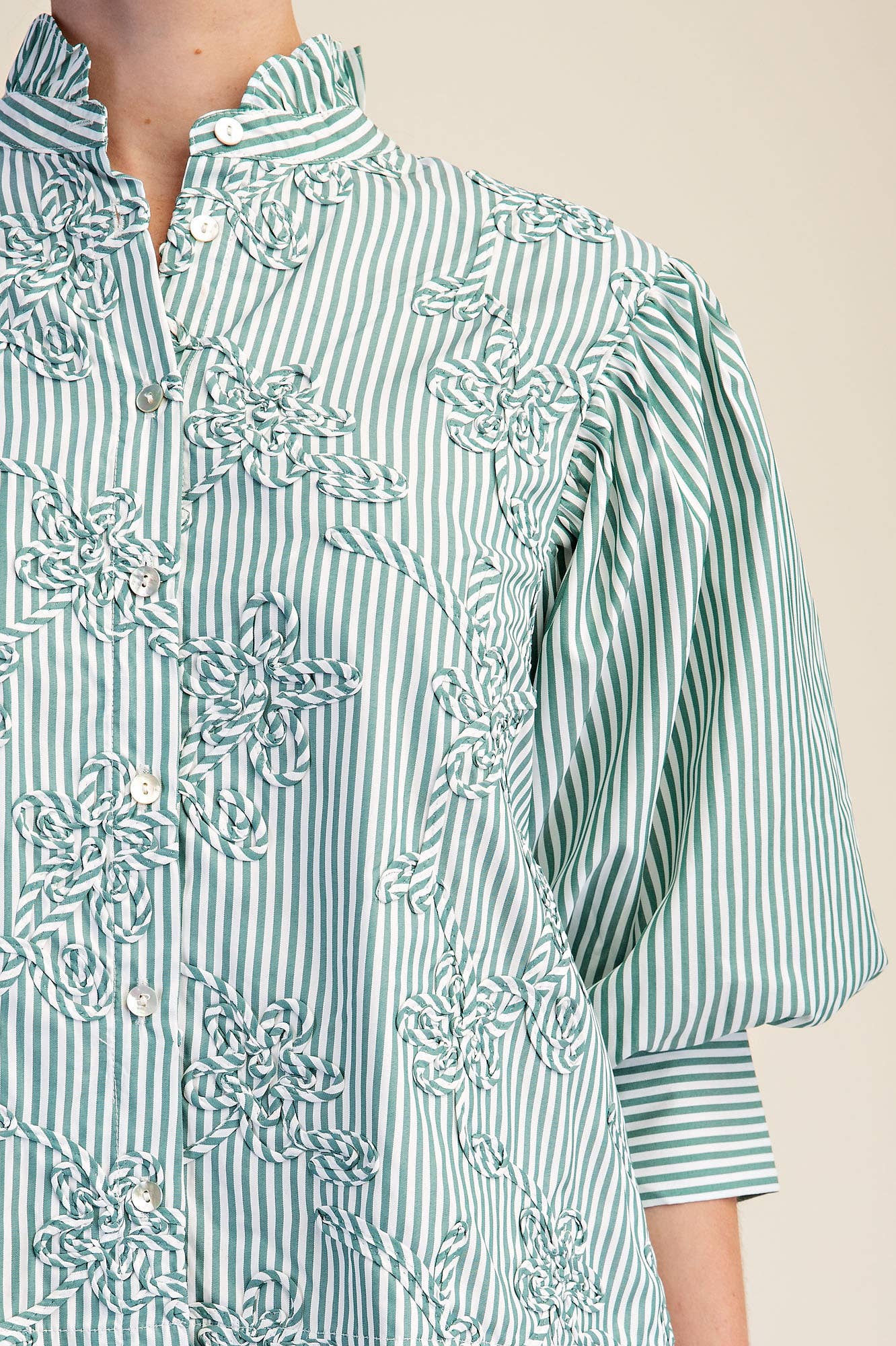 Savannah Green Stripe Blouse