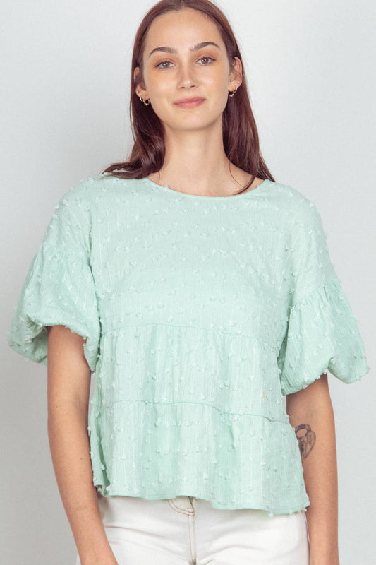 Madeline Mint Puff Sleeve Top