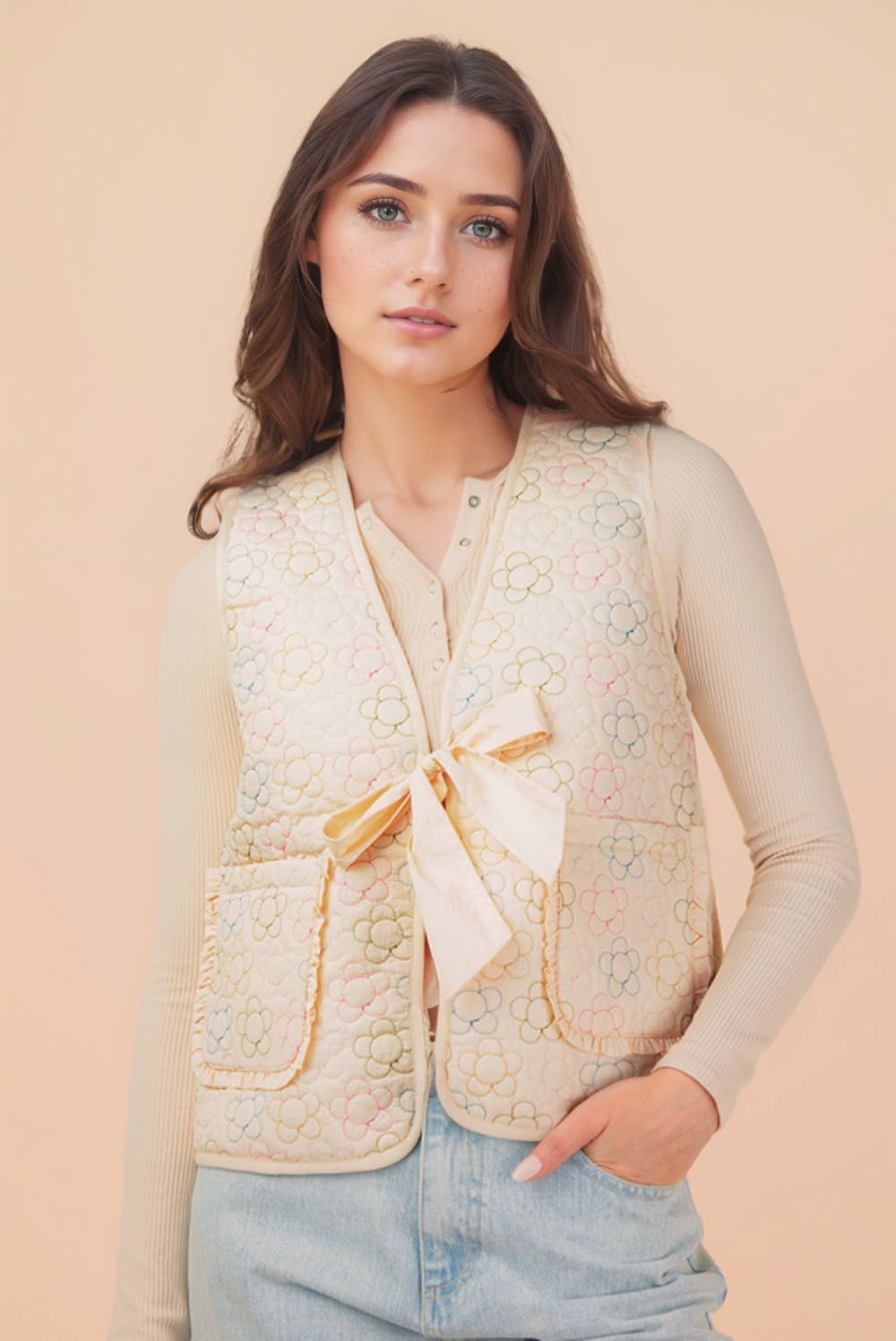 Daisy Cream Quilt Vest