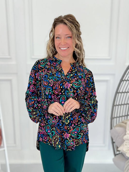 Black Floral Blouse