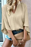 Beige V-neck Top