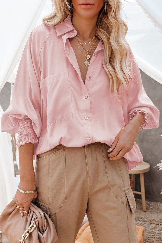 Annabelle Pink Buttoned Top
