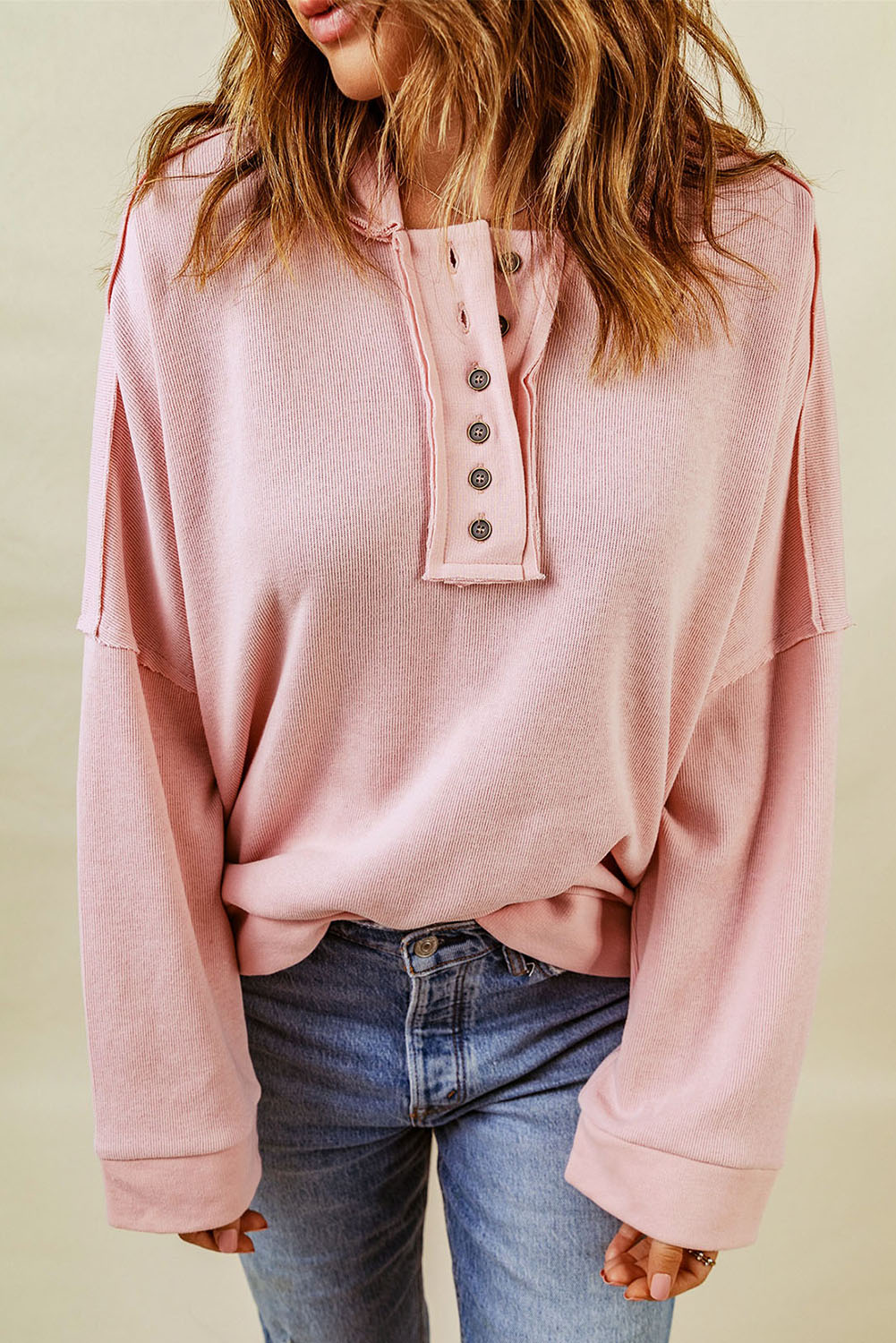 Light Pink Button Hoodie