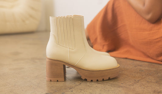 Sutton Platform Paneled Boot: Off-White