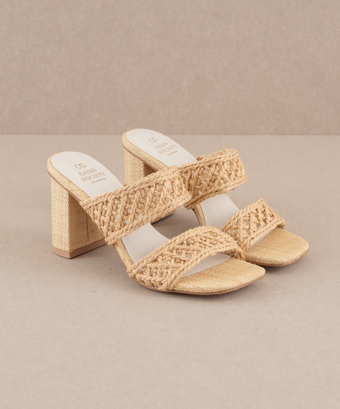 Summer Raffia Heels - Wheat