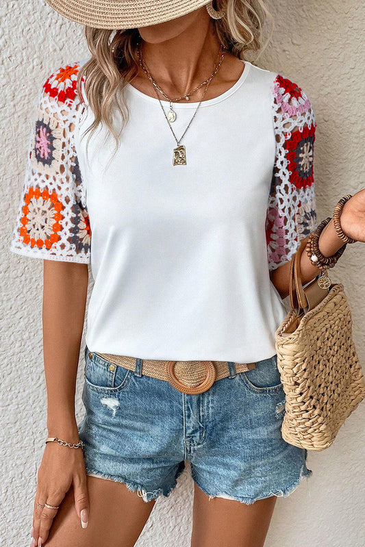 Crochet Sleeve White Top