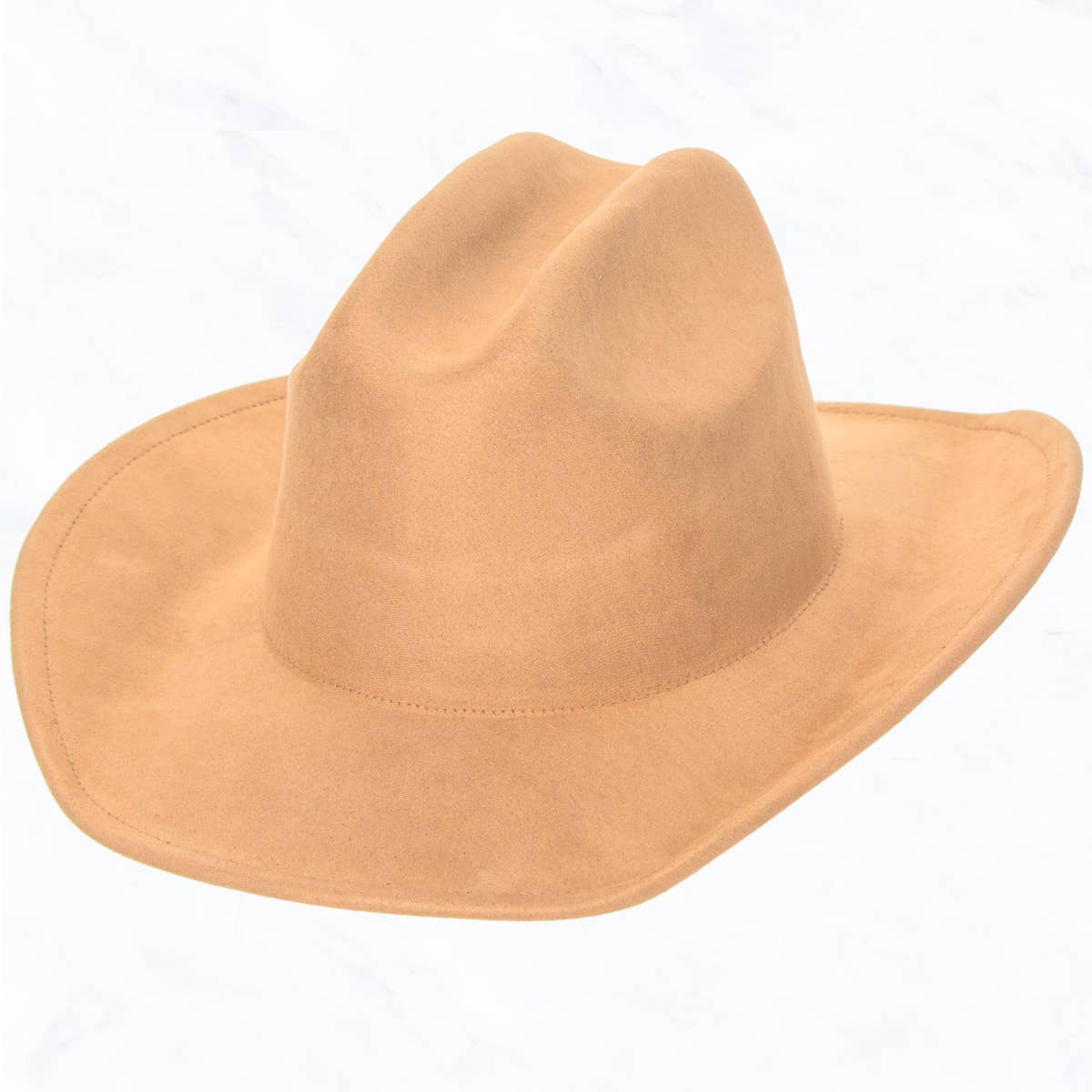 Big Brim Suede Western Cowboy Fedora Hat: Camel