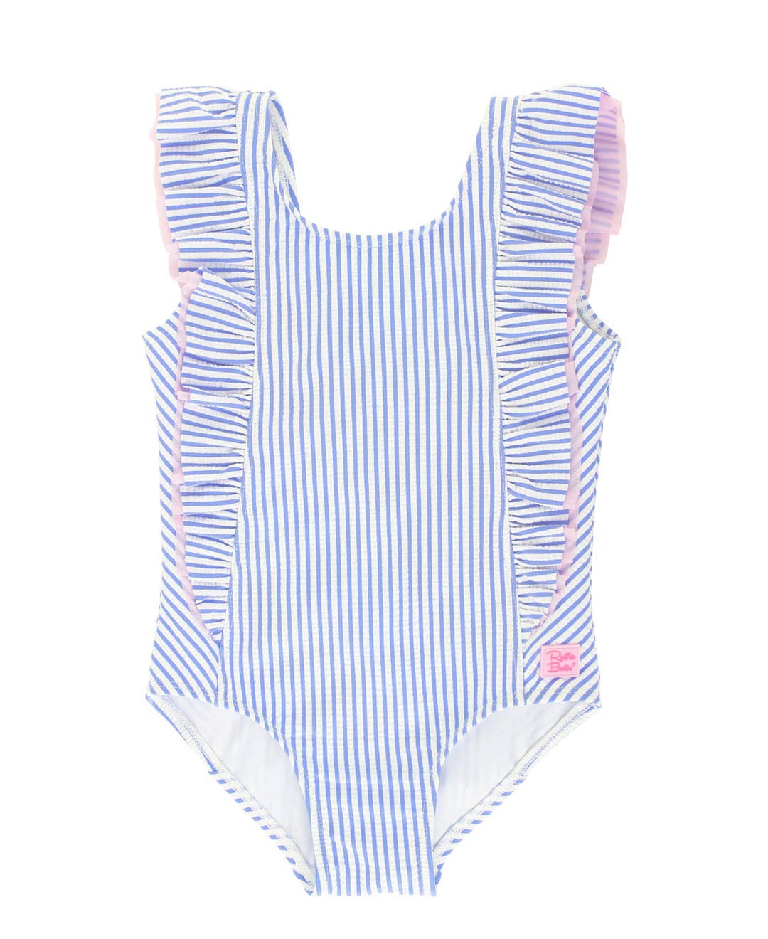 Periwinkle Blue Seersucker Waterfall One Piece: 3-6m