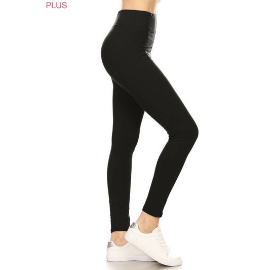 One size PLUS SIZE Buttery Soft High Waist Leggings: Black